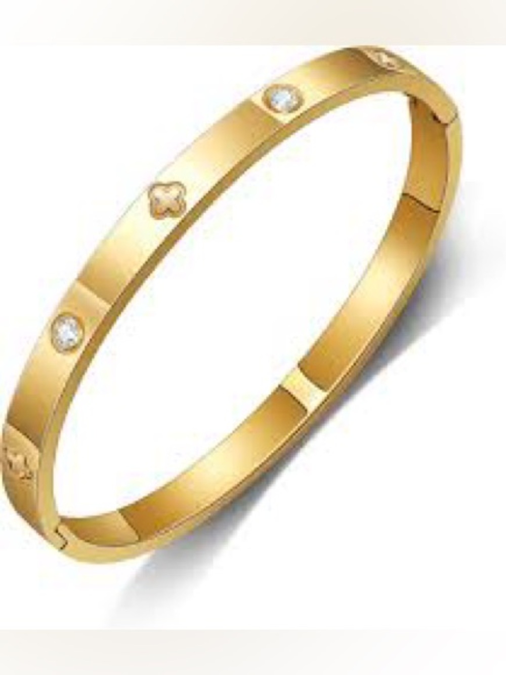 new gift box Gold Cloverleaf van cleef cartier inspired hybrid Bangle Bracelet